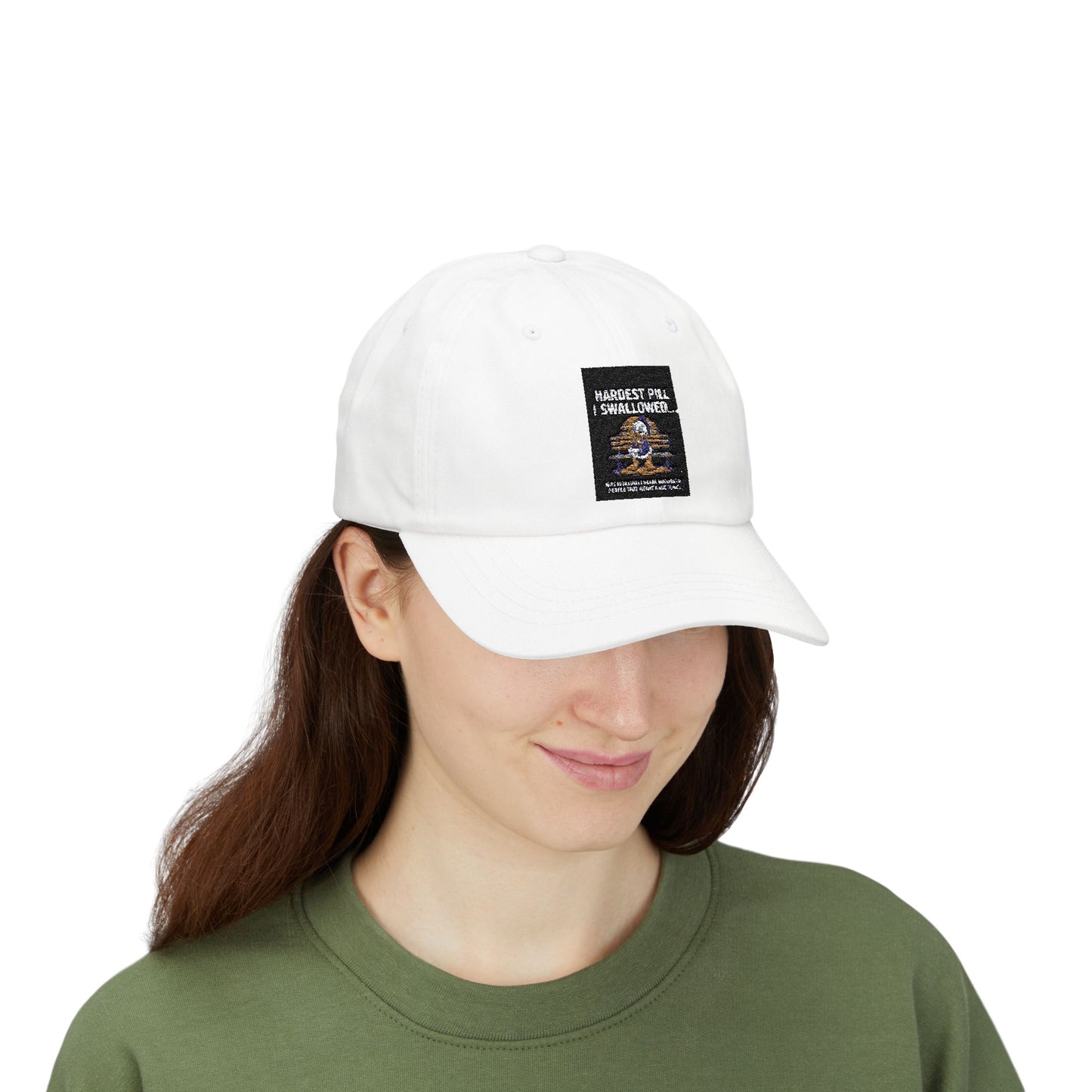 Classic Dad Cap - "Hardest Pill I Swallowed" Casual White Hat for Everyday Wear - Laughing N Style