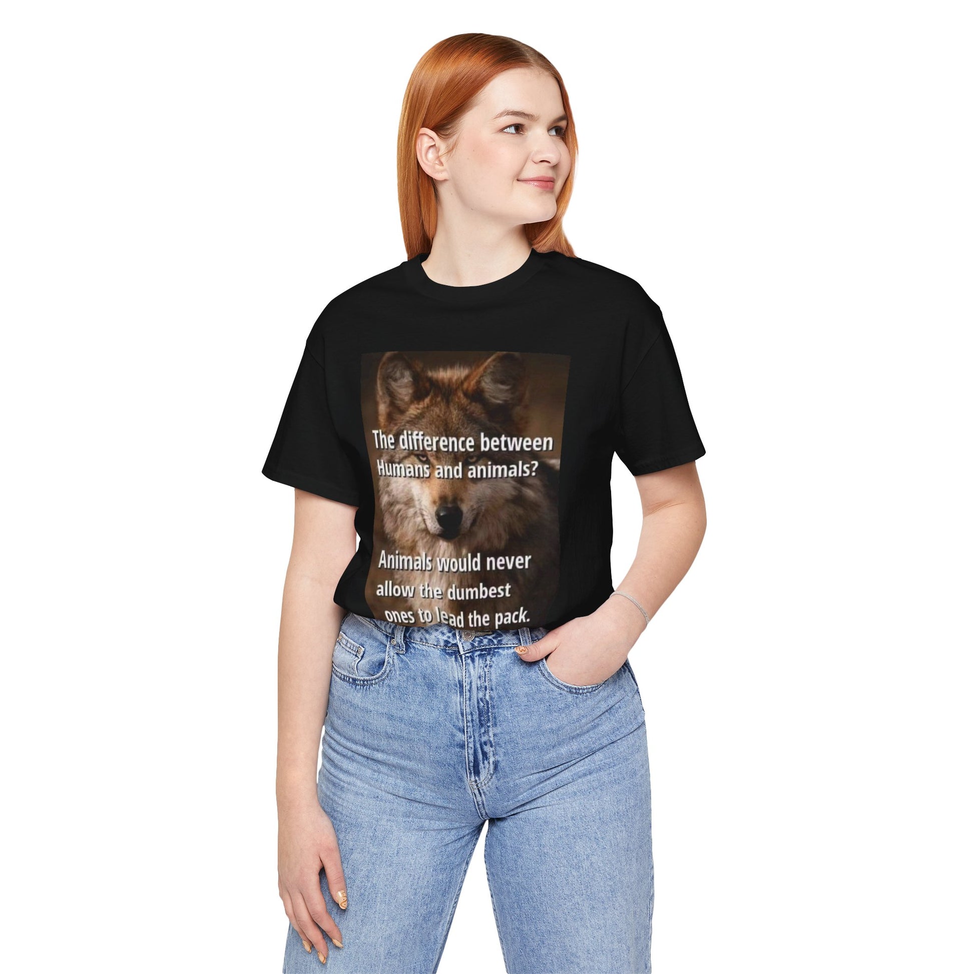 Humorous Animal-Themed Unisex Jersey Tee - "The Difference Between Humans and Animals?" - Laughing N Style 