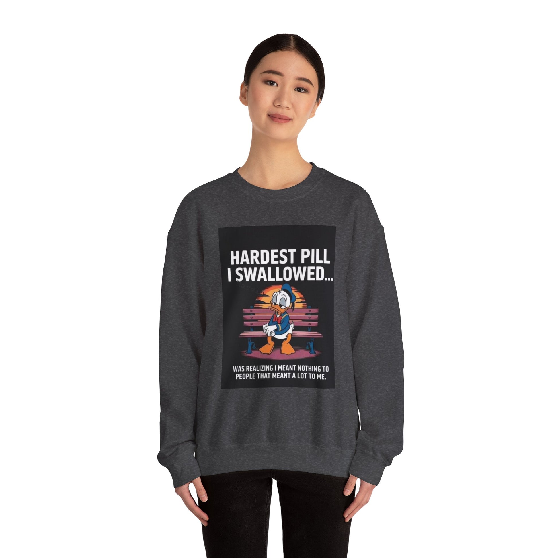 Hardest Pill I Swallowed Unisex Crewneck Sweatshirt - Emotional Comfort Wear - Laughing N Style 