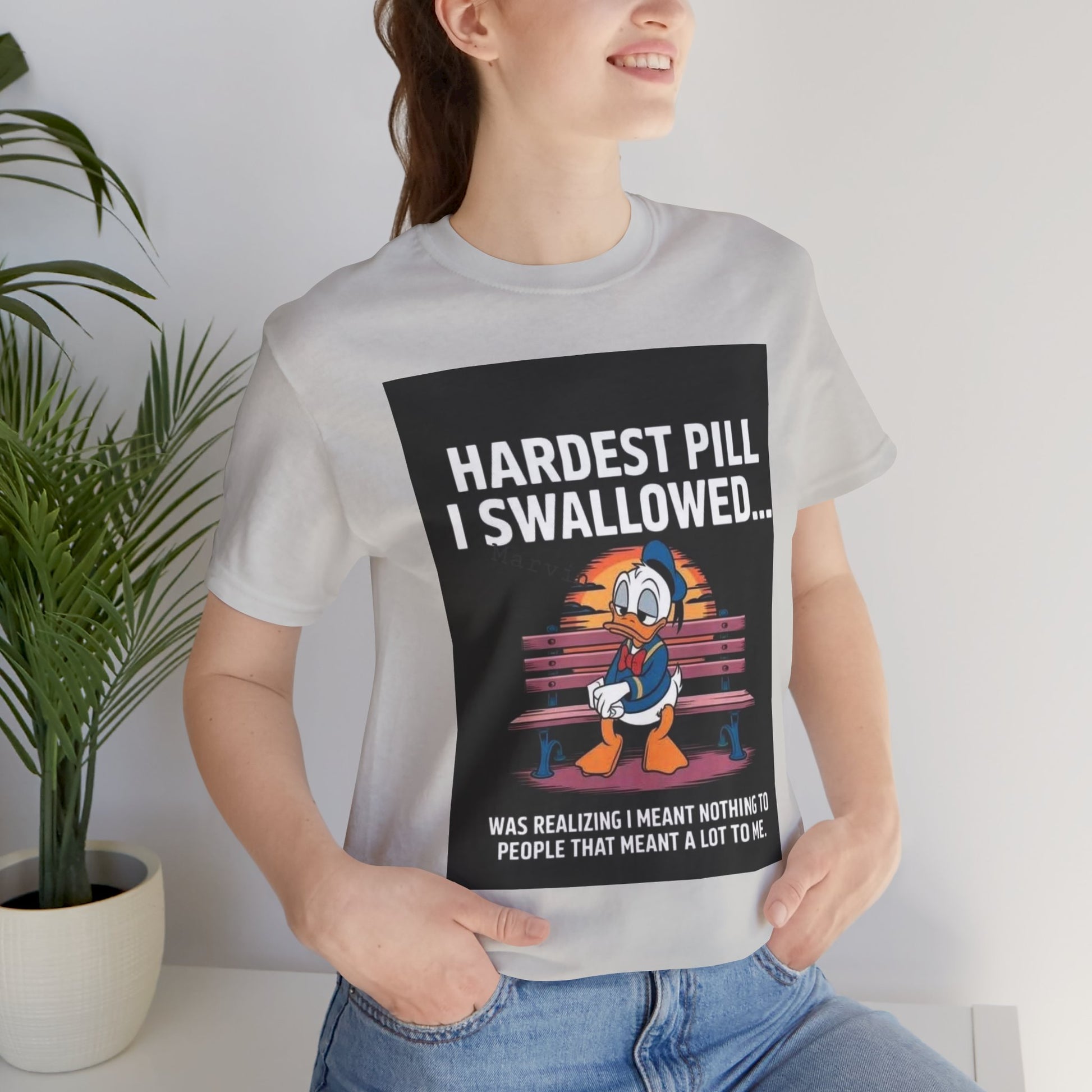 Hardest Pill Unisex Jersey Tee - Reflective Graphic T-Shirt for Thoughtful Wearers - Laughing N Style 