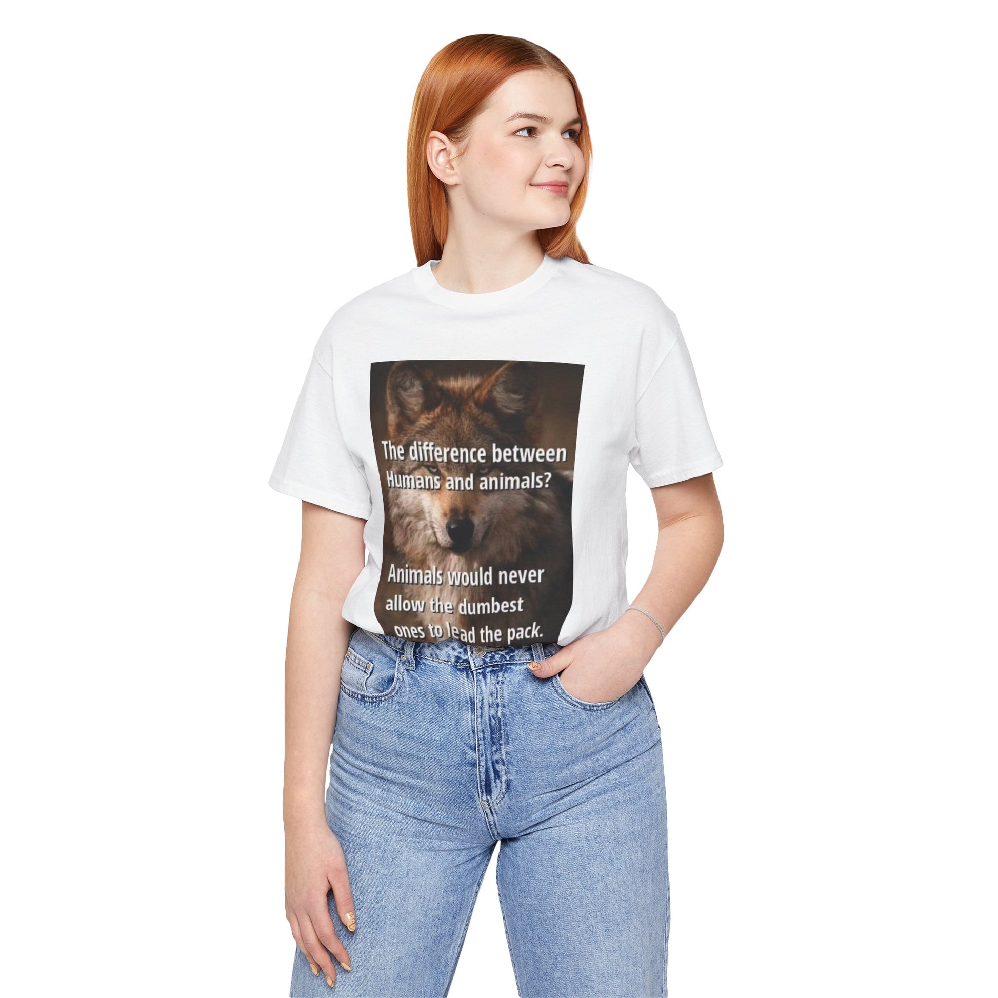Humorous Animal-Themed Unisex Jersey Tee - "The Difference Between Humans and Animals?" - Laughing N Style 
