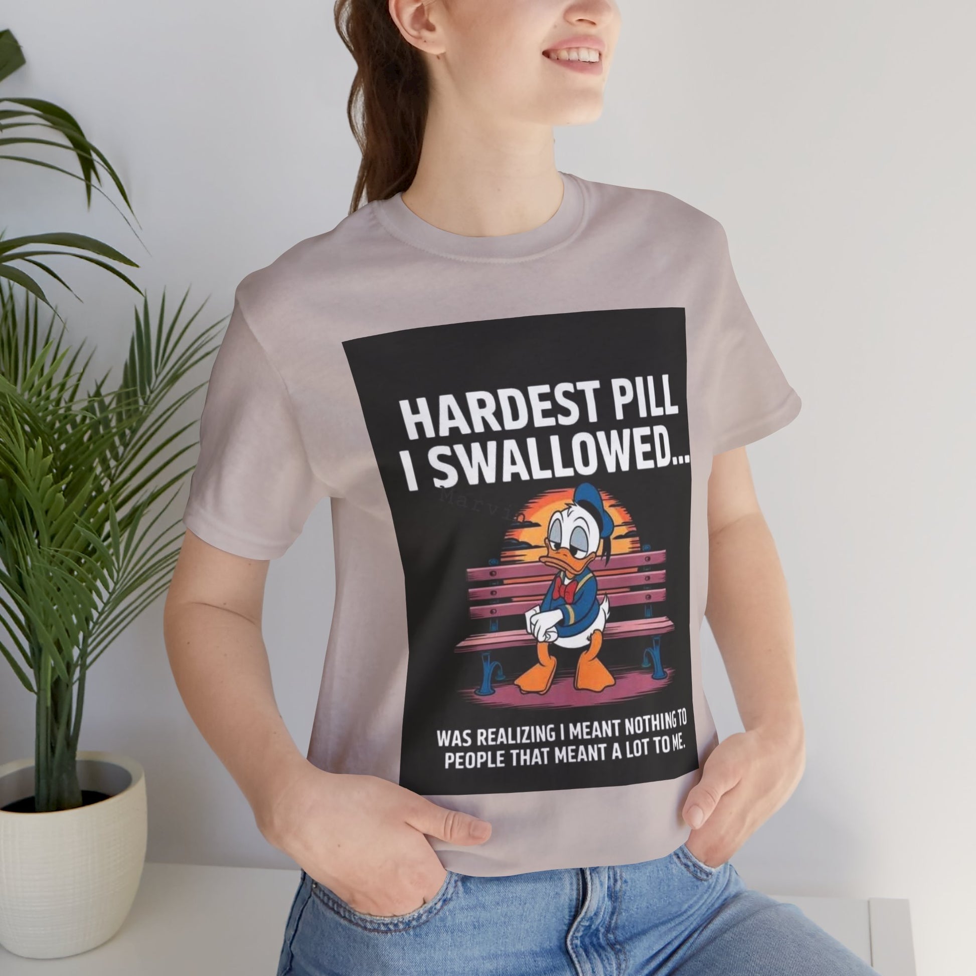 Hardest Pill Unisex Jersey Tee - Reflective Graphic T-Shirt for Thoughtful Wearers - Laughing N Style 