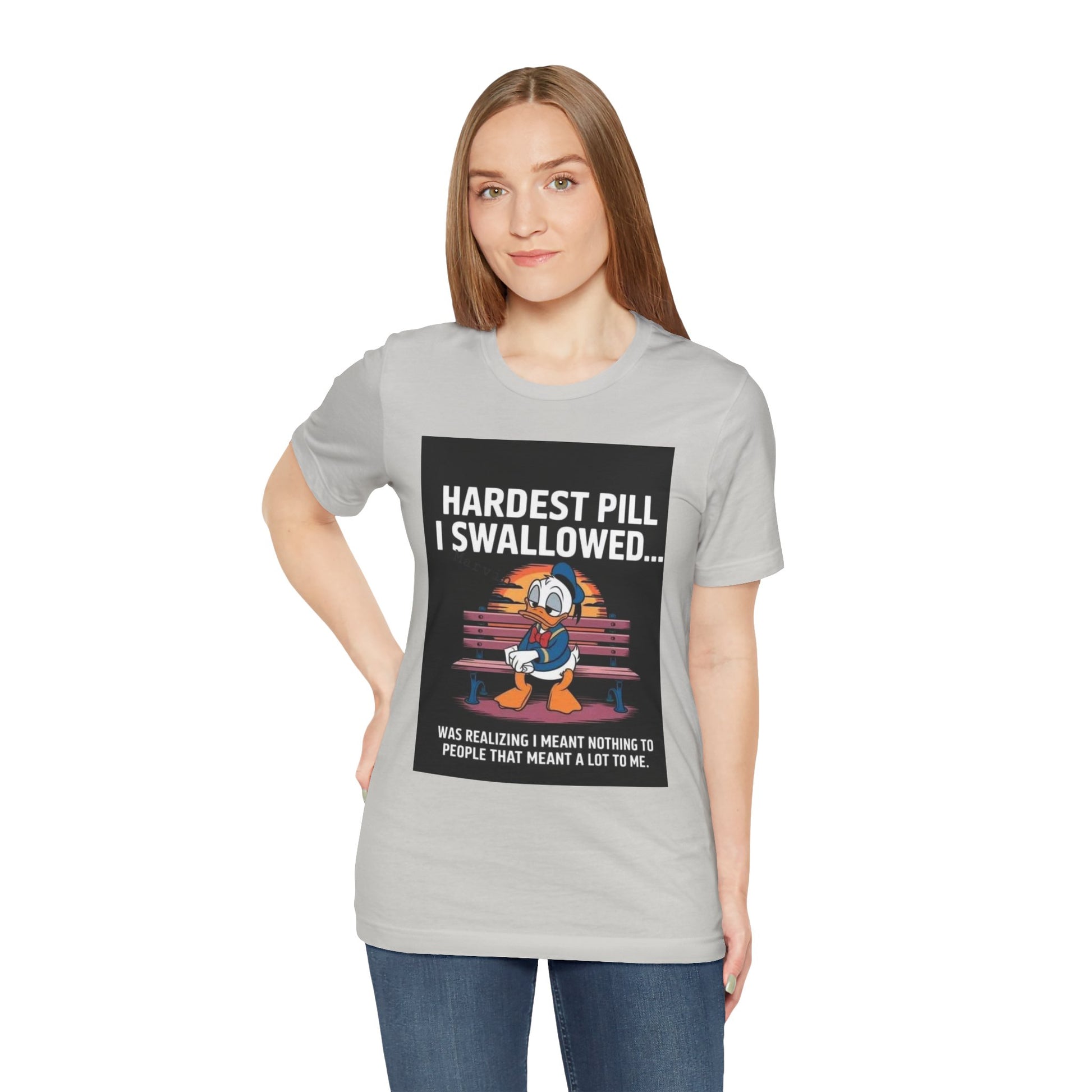 Hardest Pill Unisex Jersey Tee - Reflective Graphic T-Shirt for Thoughtful Wearers - Laughing N Style 
