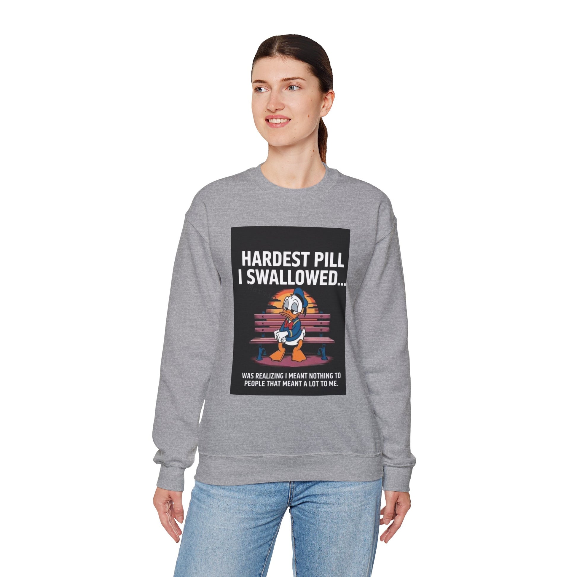 Hardest Pill I Swallowed Unisex Crewneck Sweatshirt - Emotional Comfort Wear - Laughing N Style 